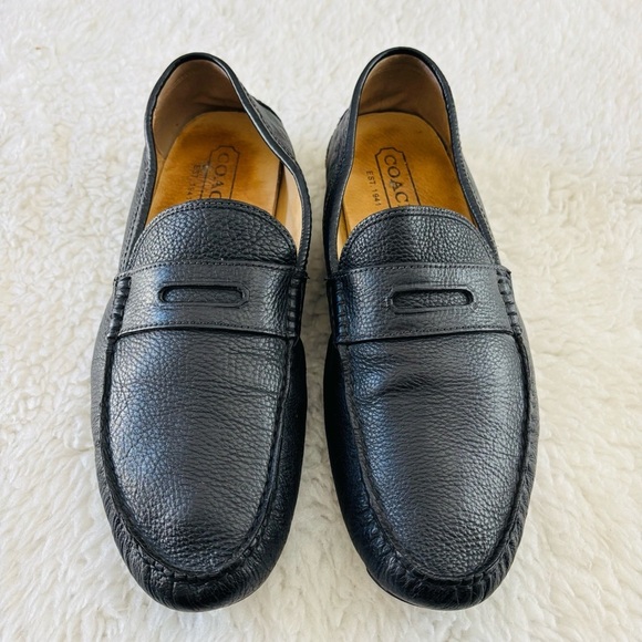 Coach Neal Men\'s Classic Black Pebble Leather Slip-Ons Loafers Driving Shoes 12M main image 13